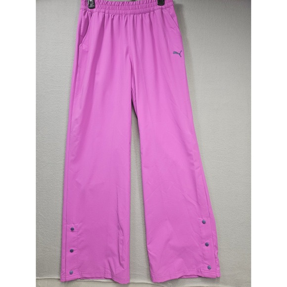 Puma Pants - Puma ESS Ripstop Straight Pants Wild Berry Pink Snap Button Hem Womens Small NEW